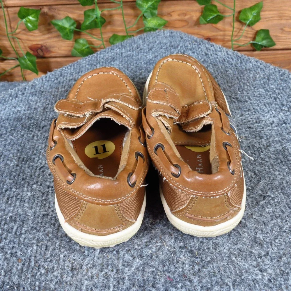 Cole‎ Haan Lil Cail Toddler Boy Boat Shoe Size 11C Casual Loafer Tan Leather